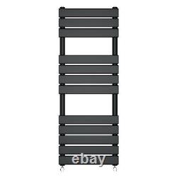 Modern Heated Towel Rail Radiator 1200 x 450mm Black Finish Flat Panel