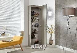 Modern Tall Slim Full Length Mirrored 6 Tiered 24 Pair Shoe Storage Rack Cabinet