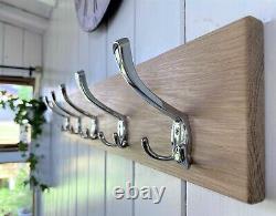 Modern Wooden Oak Coat Rack Zinc Alloy Polished Chrome Triple Hooks (2-16 hooks)