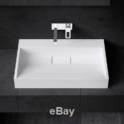 Mordern Stone Bathroom Basin Sink White Wall Hung Countertop 500-1200mm