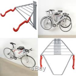 NEW Double Folding 2 Bike Rack Bicycle Wall Mount Stand Home Garage Storage HQ