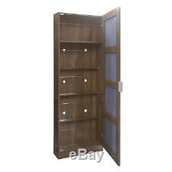 NOVA Mirrored Shoe Cabinet Storage Rack Slim Full Length Oak Wall Mounted