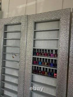 Nail polish display rack wall mounted polish shelf mosaic silver salon furniture