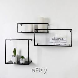 New 3 Illusion Geometric Wall Mounted Floating Display Shelves Shelf Rack Black