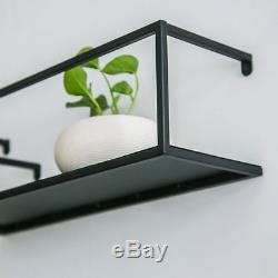 New 3 Illusion Geometric Wall Mounted Floating Display Shelves Shelf Rack Black