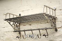 New Large Metal Vintage Style Luggage Train Wall Mounted Rack With Shelf & Hooks