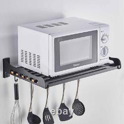 New Microwave Oven Rack Stainless Steel Wall Mounted with Hook Storage Shelf