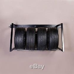 New Tires Rim Rack Wall Mount Adjustable Garage Storage System Shelves In Black
