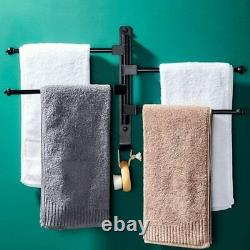 New Wall Mounted 4 Arm Towel Rail Storage Holder Bathroom Kitchen Swivel Rack UK