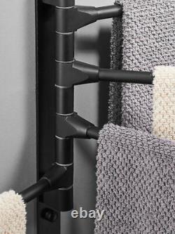 New Wall Mounted 4 Arm Towel Rail Storage Holder Bathroom Kitchen Swivel Rack UK