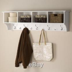 New Wall-Mounted Coat Rack in White -60 in. Wide Hanging Entryway Shelf