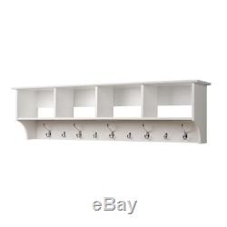 New Wall-Mounted Coat Rack in White -60 in. Wide Hanging Entryway Shelf