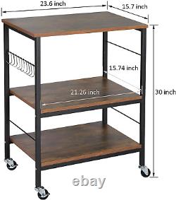 Nightstands, Industrial Microwave Oven Stand Kitchen Baker'S Rack End Table 3 Ti