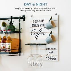 Novelty Coffee Cup & Wine Glass Holder Hook Hanging Bar Wall Mounted Décor Iron