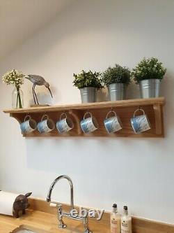 Oak/wooden cup mug shelf/rack with hooks made to measure bespoke cup mantle