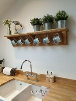 Oak/wooden cup mug shelf/rack with hooks made to measure bespoke cup mantle