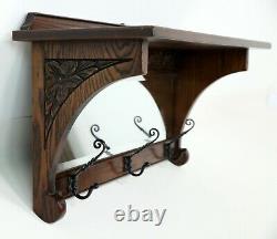 Old Charm Coat Rack With Mirror And Shelf Tudor Brown FREE Nationwide Delivery