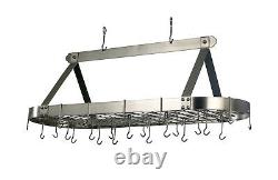 Old Dutch Oval Hanging Pot Rack Grid 24 Hooks Satin Nickel 48 x 19 x 15.5 New