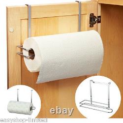Over Door Cabinet Kitchen Roll Holder Under Shelf Paper Towel Rack Rail Storage