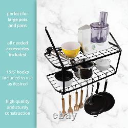 POT & PAN HOLDER with Square Grid Rack Wall Mounted Storage Iron HOMERIES