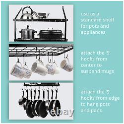 POT & PAN HOLDER with Square Grid Rack Wall Mounted Storage Iron HOMERIES