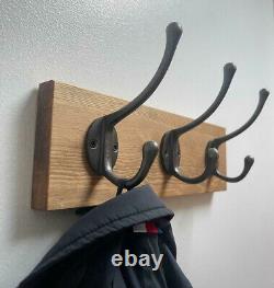 Pine Coat Rack Handmade Wall Mounted Hanger Clothes Hat with IRON Hooks