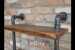 Pipe Wall Mountable Shelves Wooden Tops Distressed Display Racking Storage Unit