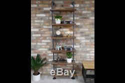 Pipe Wall Mounted 6 Tier Shelving Display Book Racking Distressed Storage Unit