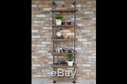 Pipe Wall Mounted 6 Tier Shelving Display Book Racking Distressed Storage Unit