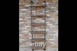 Pipe Wall Shelves Wooden Display Racking Storage Shelving Unit 6 Tier Industrial