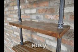 Pipe Wall Shelves Wooden Display Racking Storage Shelving Unit 6 Tier Industrial