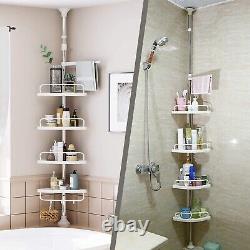 Plastic Shower Caddy Corner Shelf Bathroom Pole Rack Basket Kitchen Storage Unit