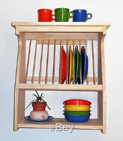 Plate-rack-wood-wooden-wall-mount-or-counter-new