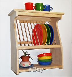 Plate-rack-wood-wooden-wall-mount-or-counter-new