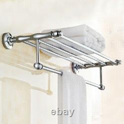 Polished Chrome Wall Mounted Bathroom Towel Rack Rail Holder Storage Shelf