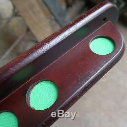Pool Snooker Deluxe Cue Holder for 6 Cues and'X' Rest, Wall Mounted Cherry