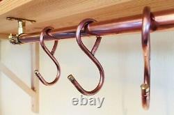 Pot & Pan Rack (150cm) With 15 Hand Forged Rustic French Farmhouse Hooks