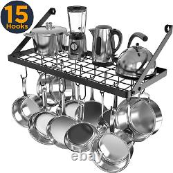 Pot Rack Wall Mounted, Kitchen Square Grid Pots and Pans Organizer and Storage w