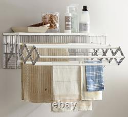 Pottery Barn Wall-Mounted Laundry Drying Rack Hanger Steel White Williams-Sonoma