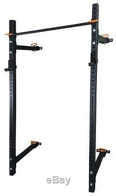Power Rack Wall Mounted Folding Squat Cage Machine Heavy Duty Pull Up Home Gym