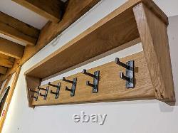Premium Quality Solid Oak Coat Hook Rack With Shelf Interior Hallway Hanger