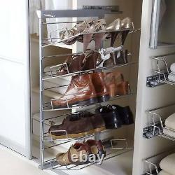 Pull out Shoe Rack 5 Tier Soft Close Chrome and Silver