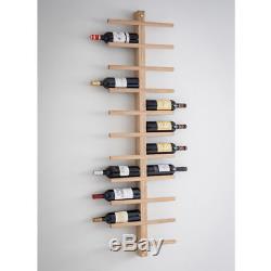 Raw Oak Wall Mounted Wine Rack Holds 22 Wine Bottles