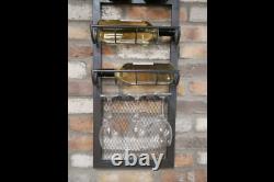 Reclaimed Industrial Grey Metal Wall Wine Rack Glass Holder (dx6480)