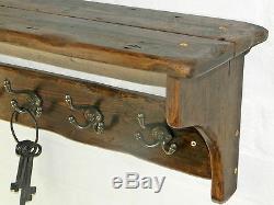 Reclaimed look wood Hat & Coat Rack with shelf Cottage Country style 3-10 hooks
