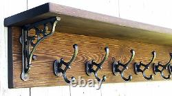 Reclaimed look wood Hat&Coat Rack with shelf Cottage Vintage with wall brackets