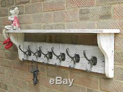 Reclaimed wood Hat and Coat Rack with shelf Rustic Rustic Shabby Chic white wash