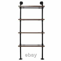 Retro Industrial Wall Bookshelf Ladder Shelf Storage Display Rack Shelves 4 Tier