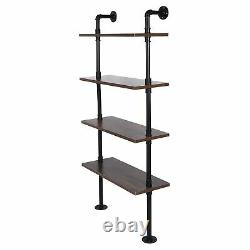 Retro Industrial Wall Bookshelf Ladder Shelf Storage Display Rack Shelves 4 Tier