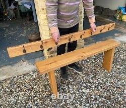 Rustic Oak Coat Rack and Bench Handmade Perfect for Hall or Utility